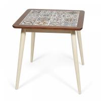 CT3030 Marrakesh стол с плиткой дерево гевея/плитка, 73,5*73,5*75см, темный дуб/античный белый , рисунок - марокко фото CT3030 Marrakesh стол с плиткой дерево гевея/плитка, 73,5*73,5*75см, темный дуб/античный белый , рисунок - марокко. Фото №1