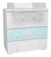 КомодЛилу Птички НМ 041.02 + НМ 041.02-01 Надстройка для пеленания, Белый/Голубой (эмаль), Белый Скандинавский. Фото №1