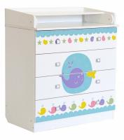 Комод пеленальный Polini kids Simple 1580 Морская история, белый Комод пеленальный Polini kids Simple 1580 Морская история, белый. Фото №1