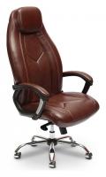 Компьютерное кресло BOSS люкс (хром) кож/зам, коричневый/коричневый перфорированный, 2 TONE/2 TONE /06 (id:  ). Фото №1