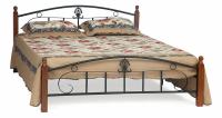 Кровать РУМБА (AT-203)/ RUMBA дерево гевея/металл, 120*200 см (middle bed), красный дуб/черный фото Кровать РУМБА (AT-203)/ RUMBA дерево гевея/металл, 120*200 см (middle bed), красный дуб/черный. Фото №1
