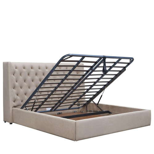 Кровать 1726 BEIGE бежевая с ящиком для белья. Фото №1