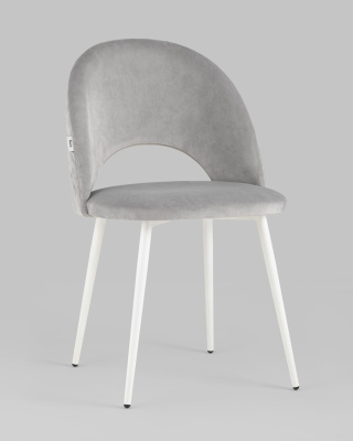 Стул Меган велюр с ромбами светло-серый белые ножки фото Стул Меган велюр с ромбами светло-серый белые ножки. Фото №3