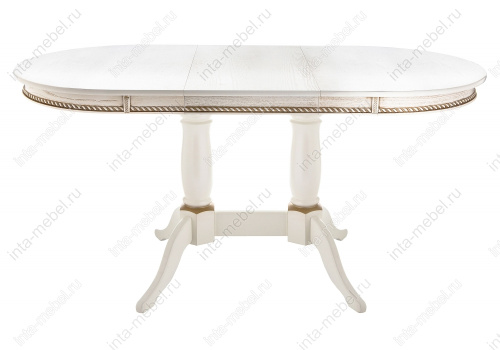 Стол деревянный Кантри 120 молочный с золотой патиной. Фото №3