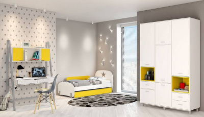 Шкаф комбинированный Polini Kids Mirum, белый. Фото