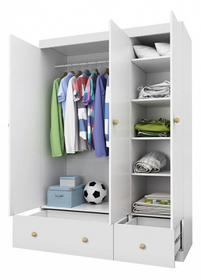 Шкаф платяной Polini kids Fun 1360, белый. Фото №3