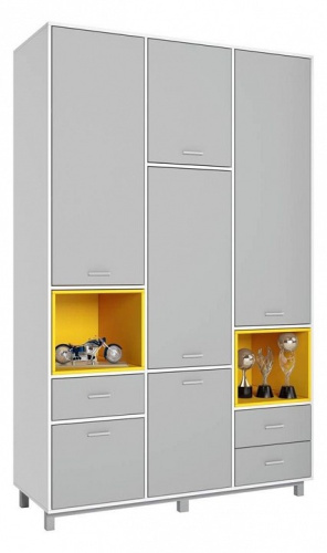 Шкаф комбинированный Polini kids Mirum 2335, серый фото Шкаф комбинированный Polini kids Mirum 2335, серый. Фото №1