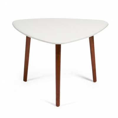 Стол журнальный TROYA МДФ/дерево, 70*73*48 см, Белый (ножки орех) фото Стол журнальный TROYA МДФ/дерево, 70*73*48 см, Белый (ножки орех). Фото №2