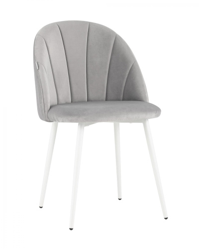 Стул Логан велюр светло-серый белые ножки. Фото №1
