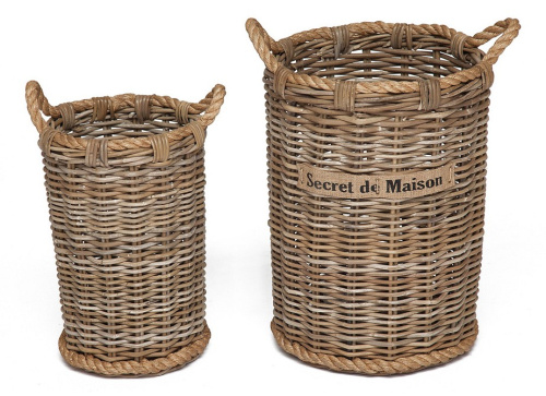 Корзина Secret De Maison Yanbe (набор из 2 штук) натуральный ротанг, 31*31*44 / 39*39*54 , Натуральный Кубу / Natural Kubu. Фото №1