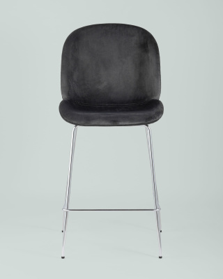 Стул полубарный Beetle со спинкой серый хромированные ножки фото Стул полубарный Beetle со спинкой серый хромированные ножки. Фото №5