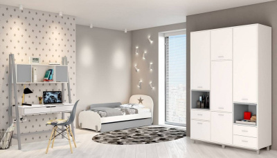 Шкаф комбинированный Polini Kids Mirum, белый. Фото