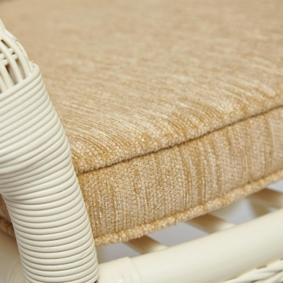 Комплект обеденный ANDREA GRAND (стол со стеклом+6 кресел+ подушки) TCH White (белый), Ткань рубчик, цвет кремовый. Фото №2