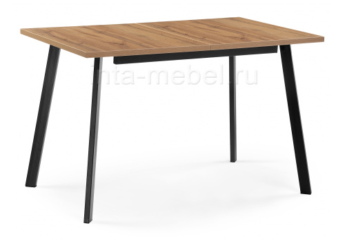 Стол деревянный Колон лофт 120 25 мм дуб вотан / черный матовый. Фото №1