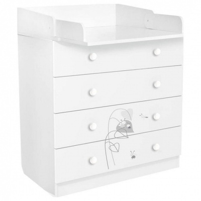 Комод пеленальный Polini kids French 1580 Amis, белый. Фото