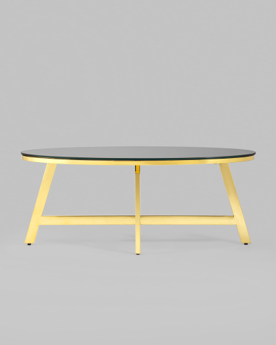 Журнальный стол 100*50 АЛЬБА золото стекло черное. Фото №4