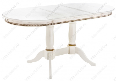 Стол деревянный Кантри 120 молочный с золотой патиной. Фото