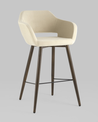 Стул барный Саймон велюр бежевый. Фото
