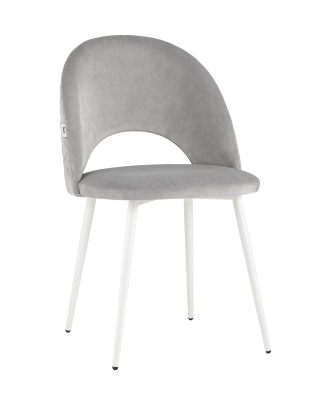 Стул Меган велюр с ромбами светло-серый белые ножки фото Стул Меган велюр с ромбами светло-серый белые ножки. Фото №2