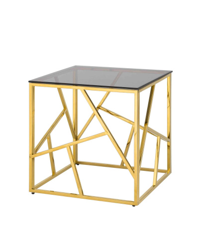 Журнальный столик 55*55 АРТ ДЕКО золото стекло smoke. Фото №1