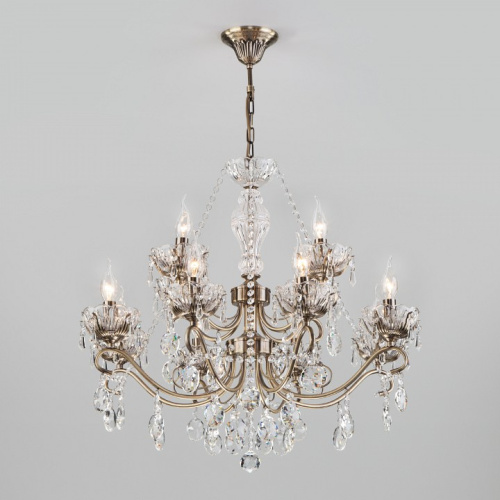 Потолочная люстра Eurosvet Teodore 10103/12 античная бронза/прозрачный хрусталь Strotskis. Фото №2